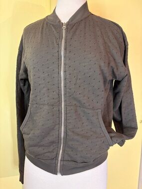 Michael Stars Eyelet Olive Green Zip-Up Bomber Jacket